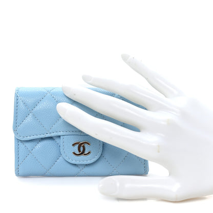 Chanel Caviar Quilted Flap Card Holder Wallet Light Blue 2 of 8
