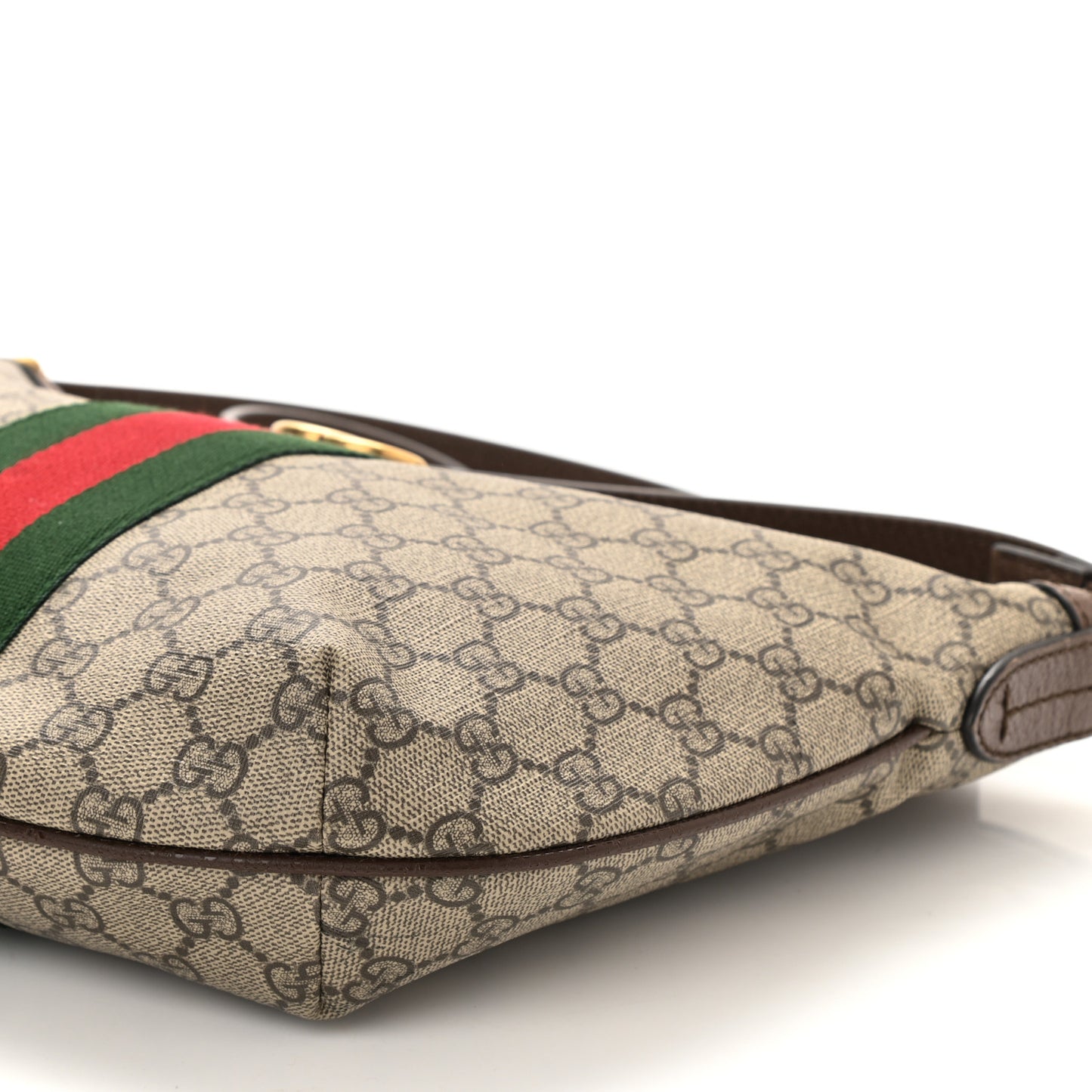 GG Supreme Monogram Web Small Ophidia Half Moon Hobo Brown