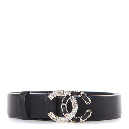 Chanel Lambskin Crystal CC Chain Belt 75 30 Black 1 of 6