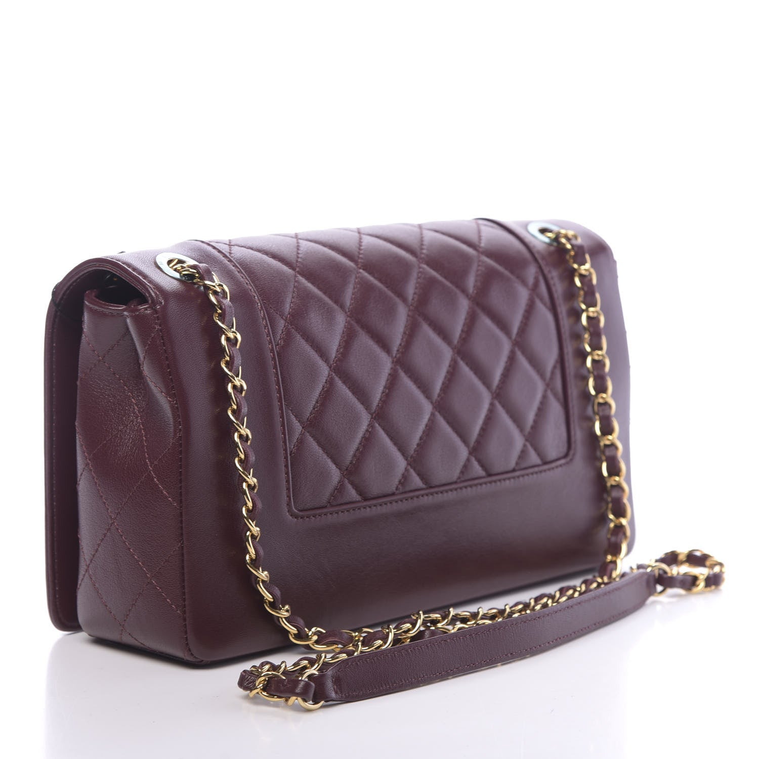 Chanel Sheepskin Quilted Vintage Mademoiselle Flap Dark Red 3 of 11