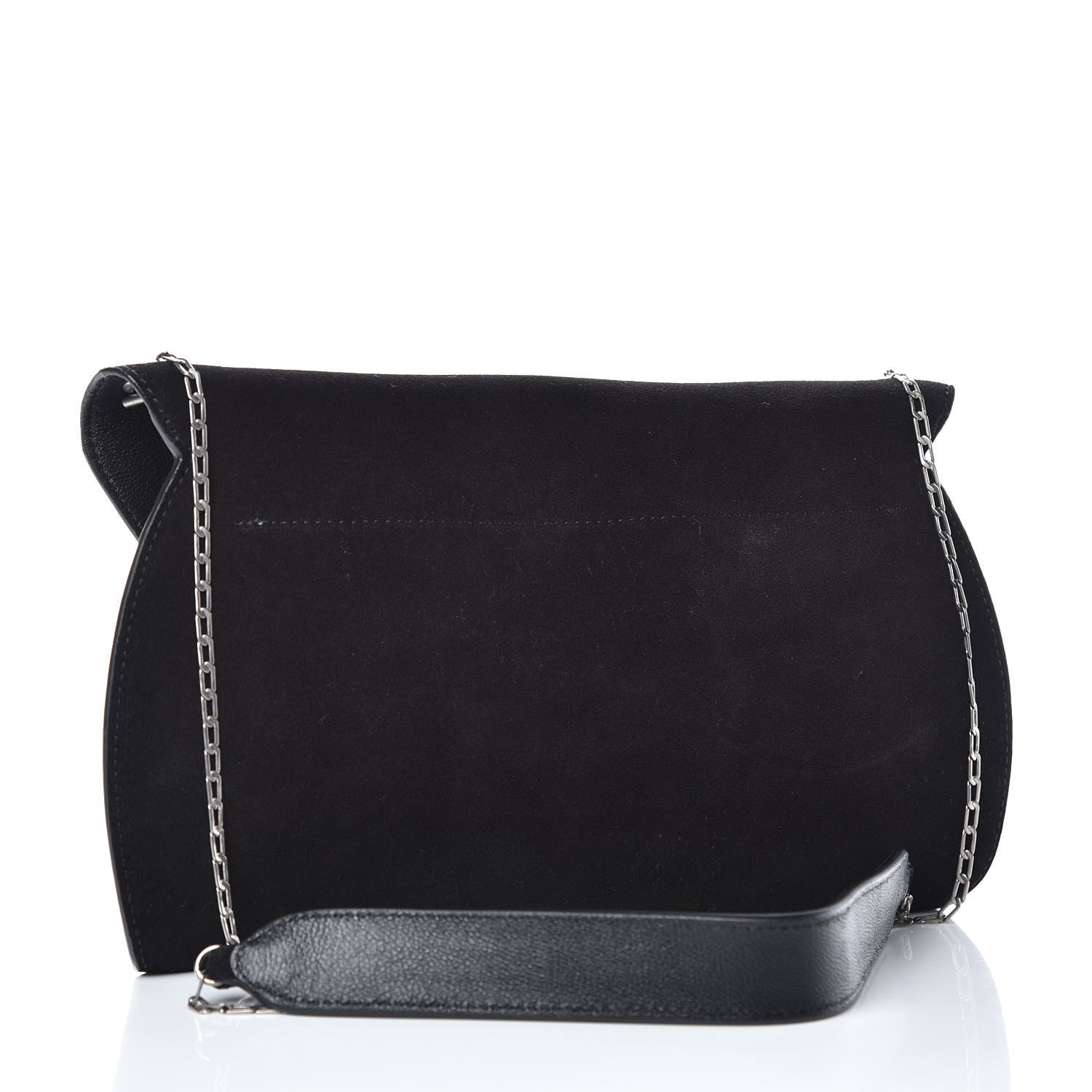 Celine Suede Calfskin Clutch on Chain Black 3 of 7