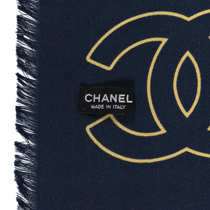 Chanel Silk Egyptian CC Stole Navy 2 of 3