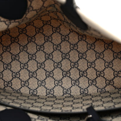 Gucci Canvas Calfskin Logo Print Medium Tote Bag Navy 6 of 12