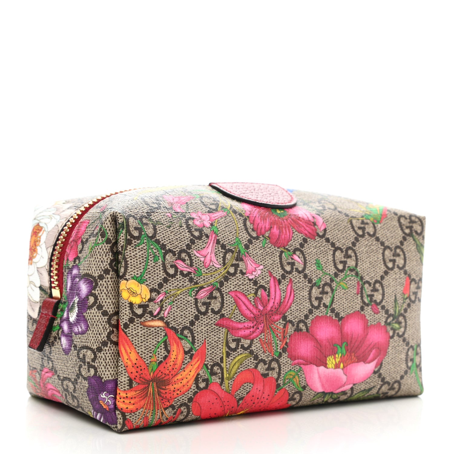 Gucci Soft GG Supreme Monogram Flora Calfskin Medium Ophidia Cosmetic Case Beige Ebony Multicolor Rosso 3 of 8