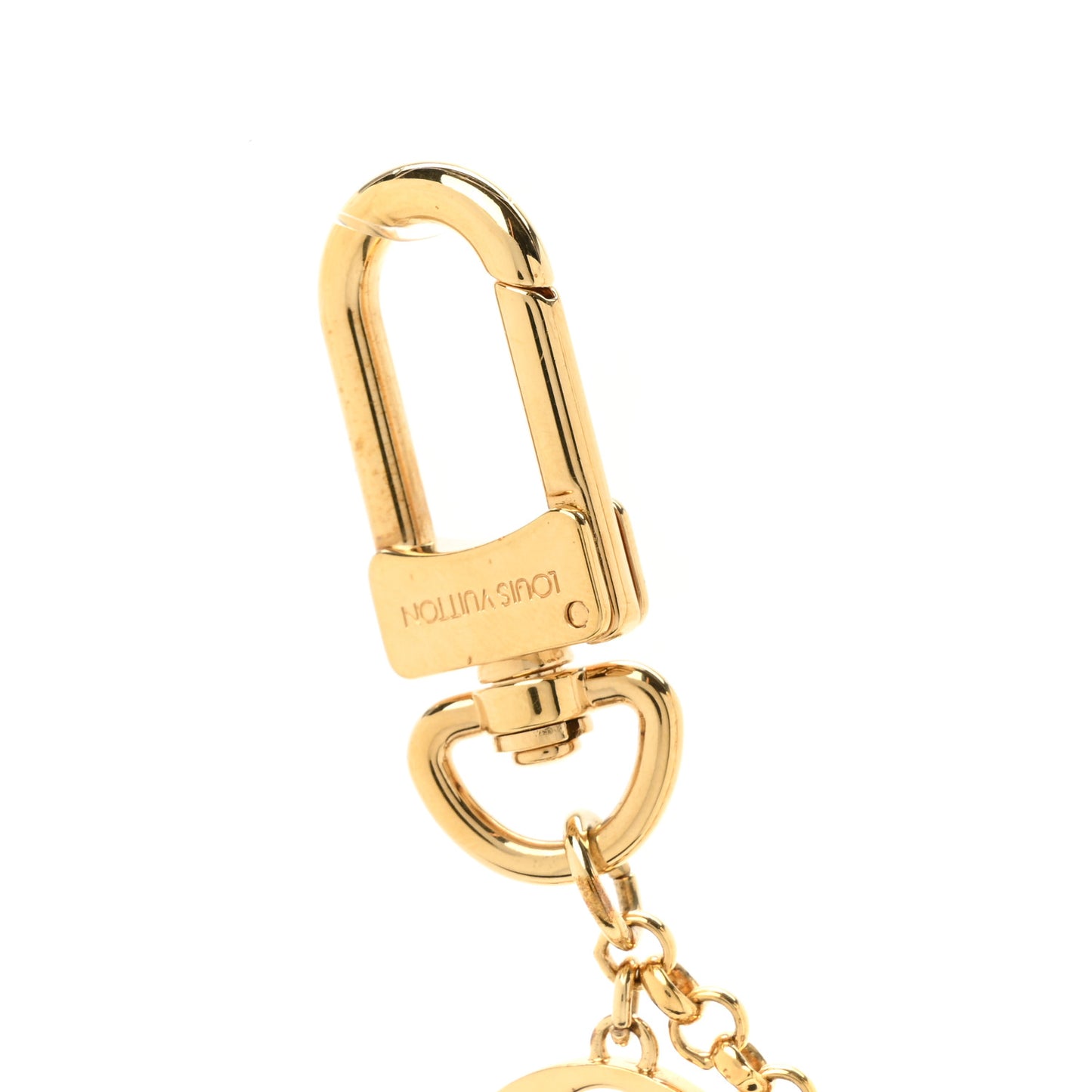 Brass Enamel Fleur De Monogram Bag Charm Chain Gold