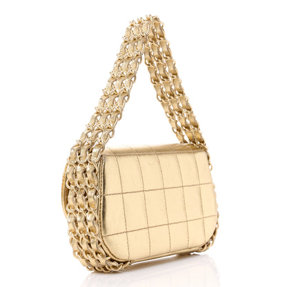 Chanel Metallic Lambskin Quilted Chocolate Bar 3 Chain Flap Gold 3 of 13