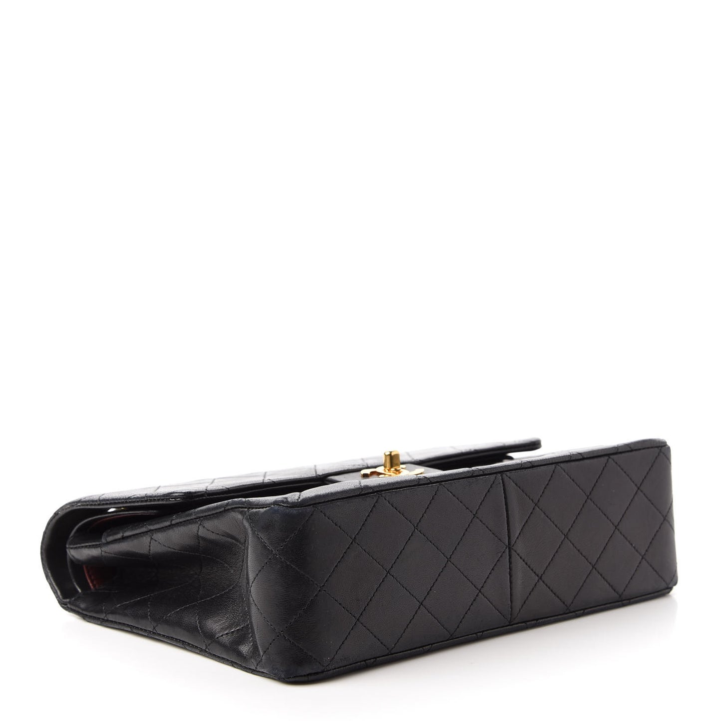 Lambskin Quilted Medium Double Flap Black