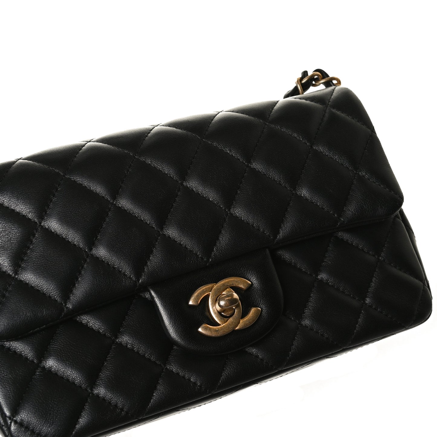 Lambskin Quilted Mini Rectangular Flap Black