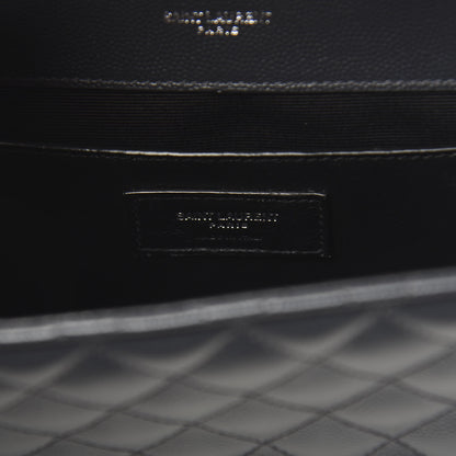 Saint Laurent Grain De Poudre Textured Mixed Matelasse Medium Triquilt Monogram Satchel Earth 6 of 9
