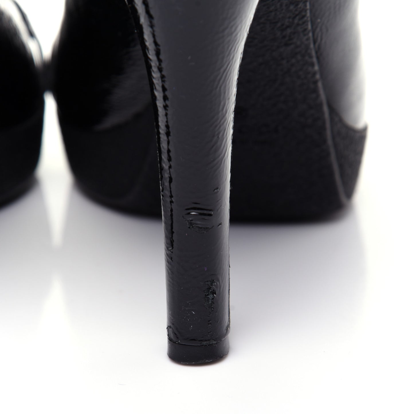 Patent Horsebit Platform Peep Toe Pumps 9.5 Black