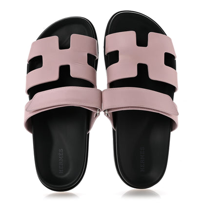 Hermes Calfskin Womens Chypre Sandals 39 Rose Porcelaine 2 of 9
