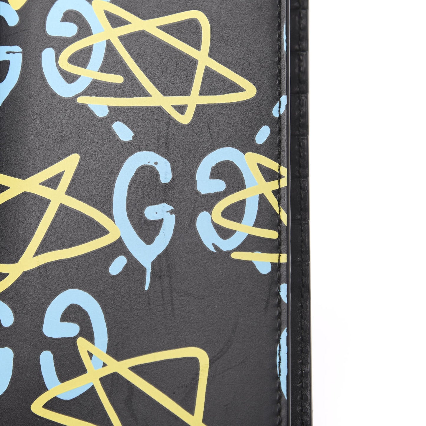 Calfskin GucciGhost Bi-Fold Long Wallet Black New Acquamarine