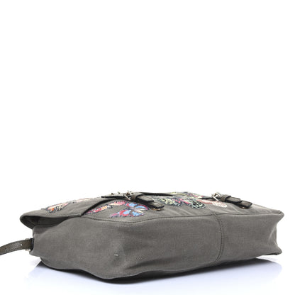 Valentino Garavani Canvas Butterfly Embroidered Rockstud Messenger Bag Military Green 4 of 25