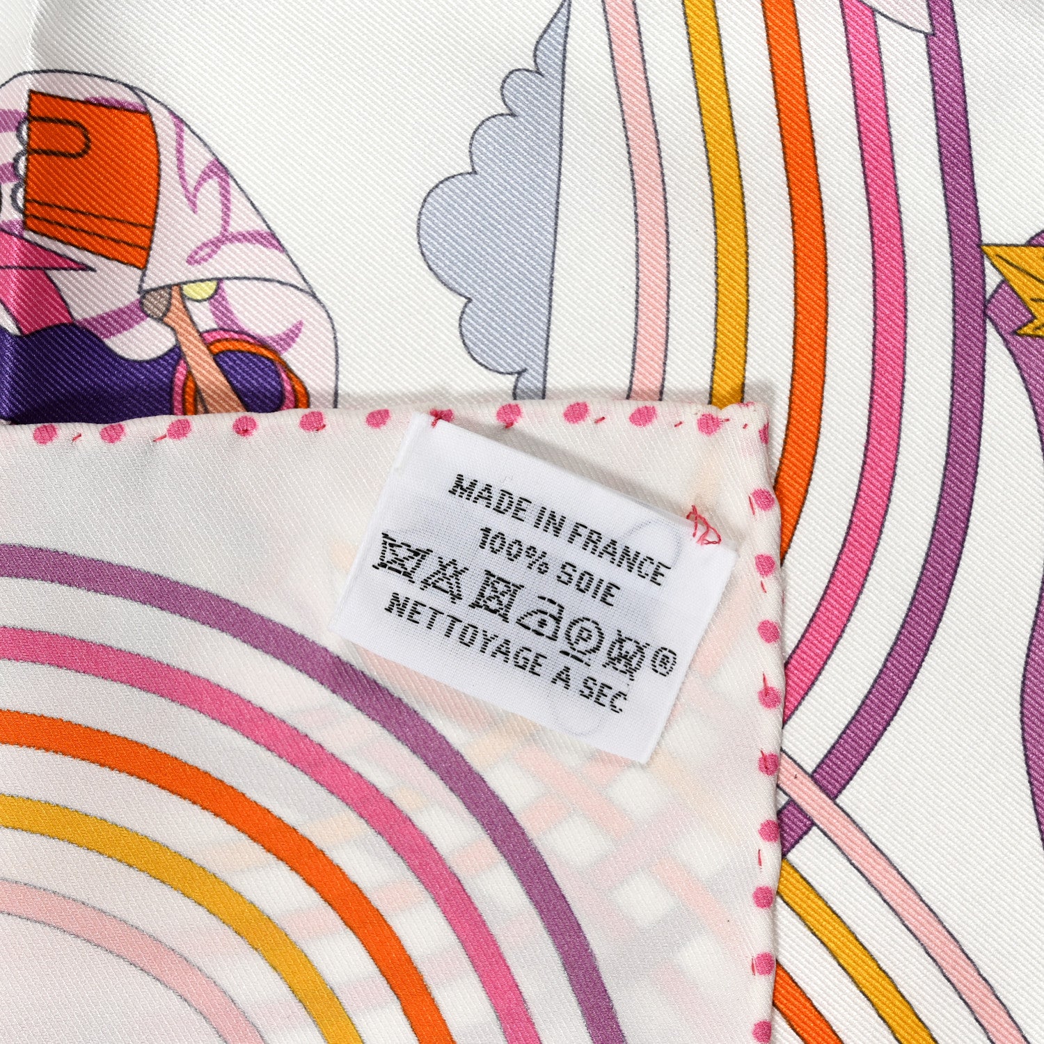 Hermes Silk Carres Volants Scarf 70 White Violet Orange 5 of 6