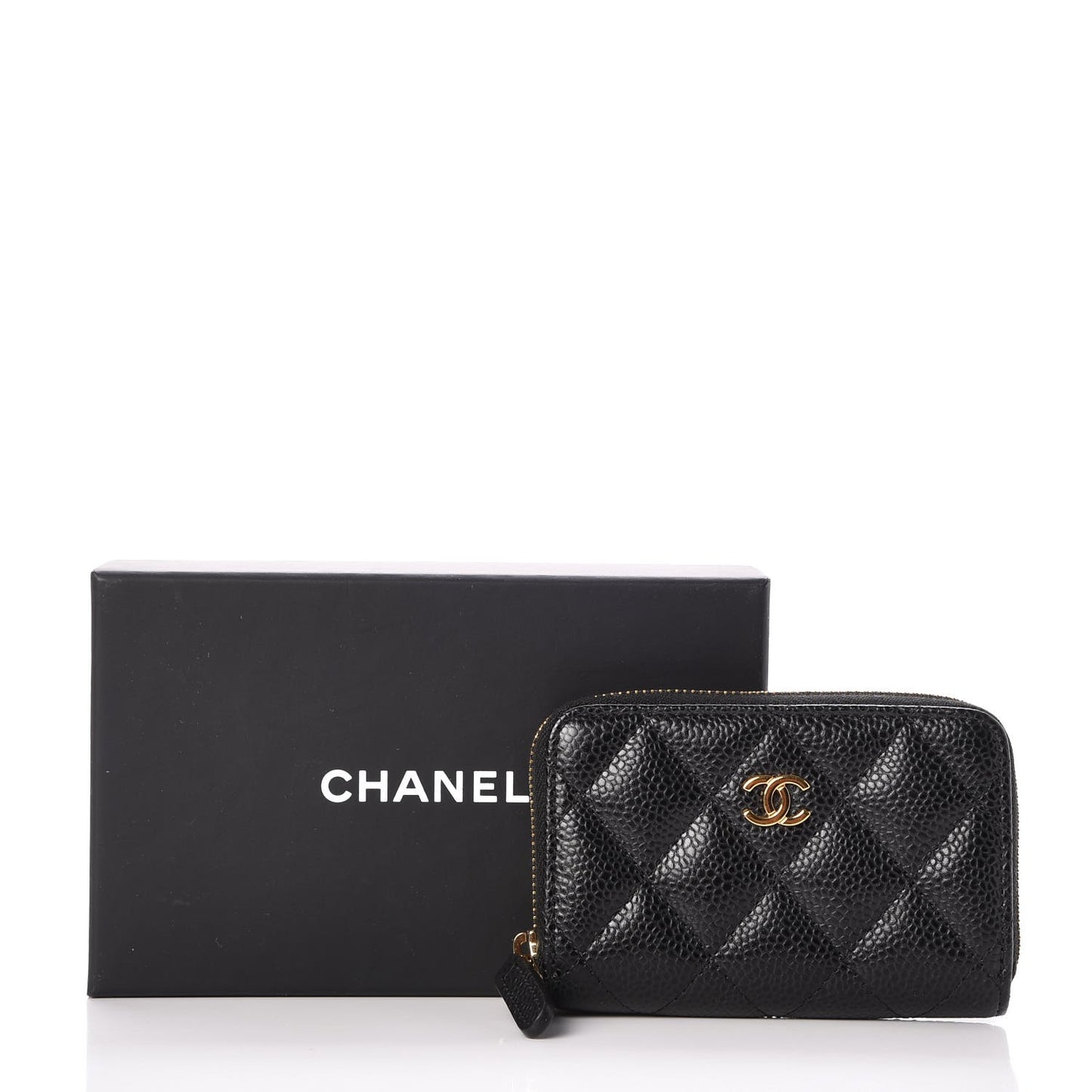 Caviar Quilted Zip Coin Purse Black