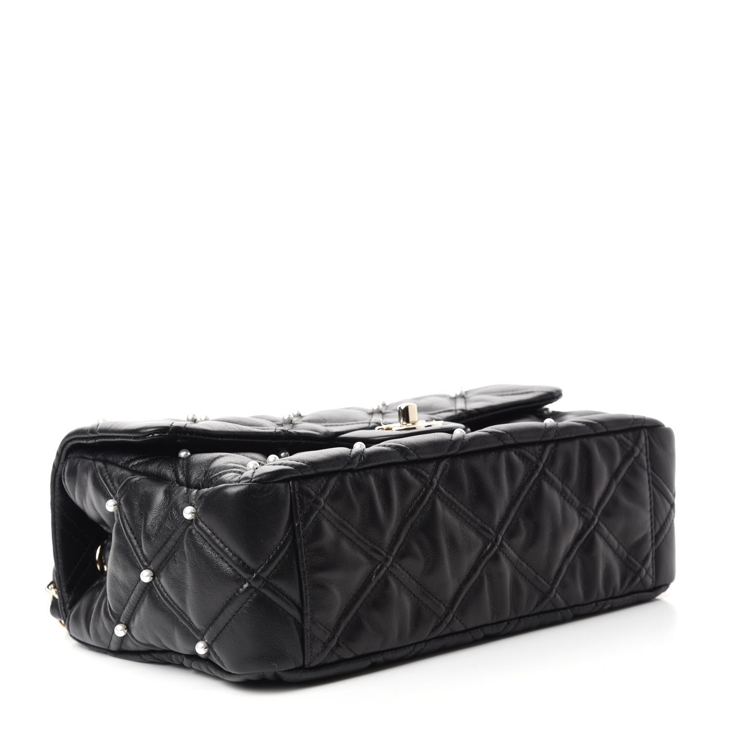 Chanel Lambskin Quilted Pearl Studded Flap Black 4 of 10
