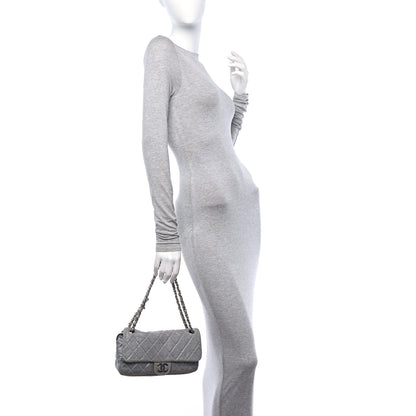 Chanel Metallic Jersey Quilted Medium Single Flap Grey 2 of 10