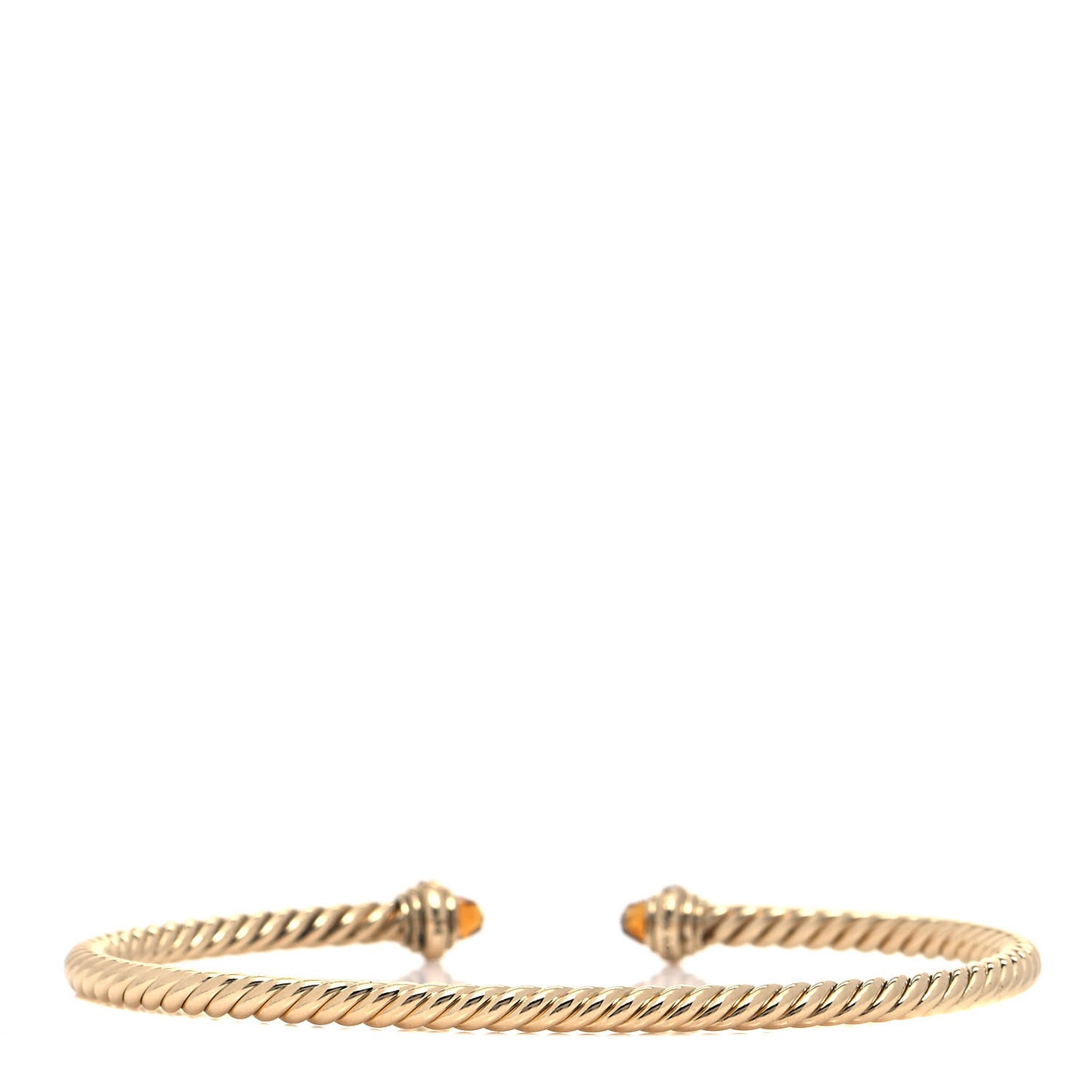 18K Yellow Gold Diamond Citrine 3mm Cablespira Bracelet