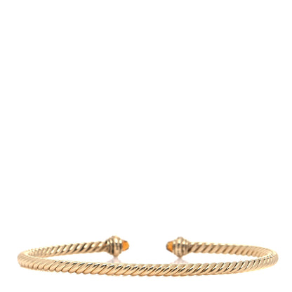 David Yurman 18K Yellow Gold Diamond Citrine 3mm Cablespira Bracelet 3 of 5
