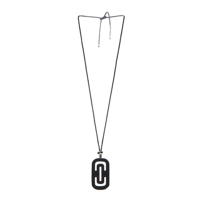 Bulgari Sterling Silver Resin Parentesi Pendant Necklace Black 4 of 8