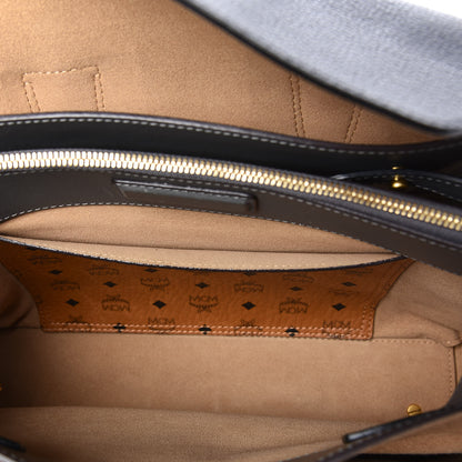 MCM Grained Calfskin Medium Milla Tote Phantom Grey 6 of 11