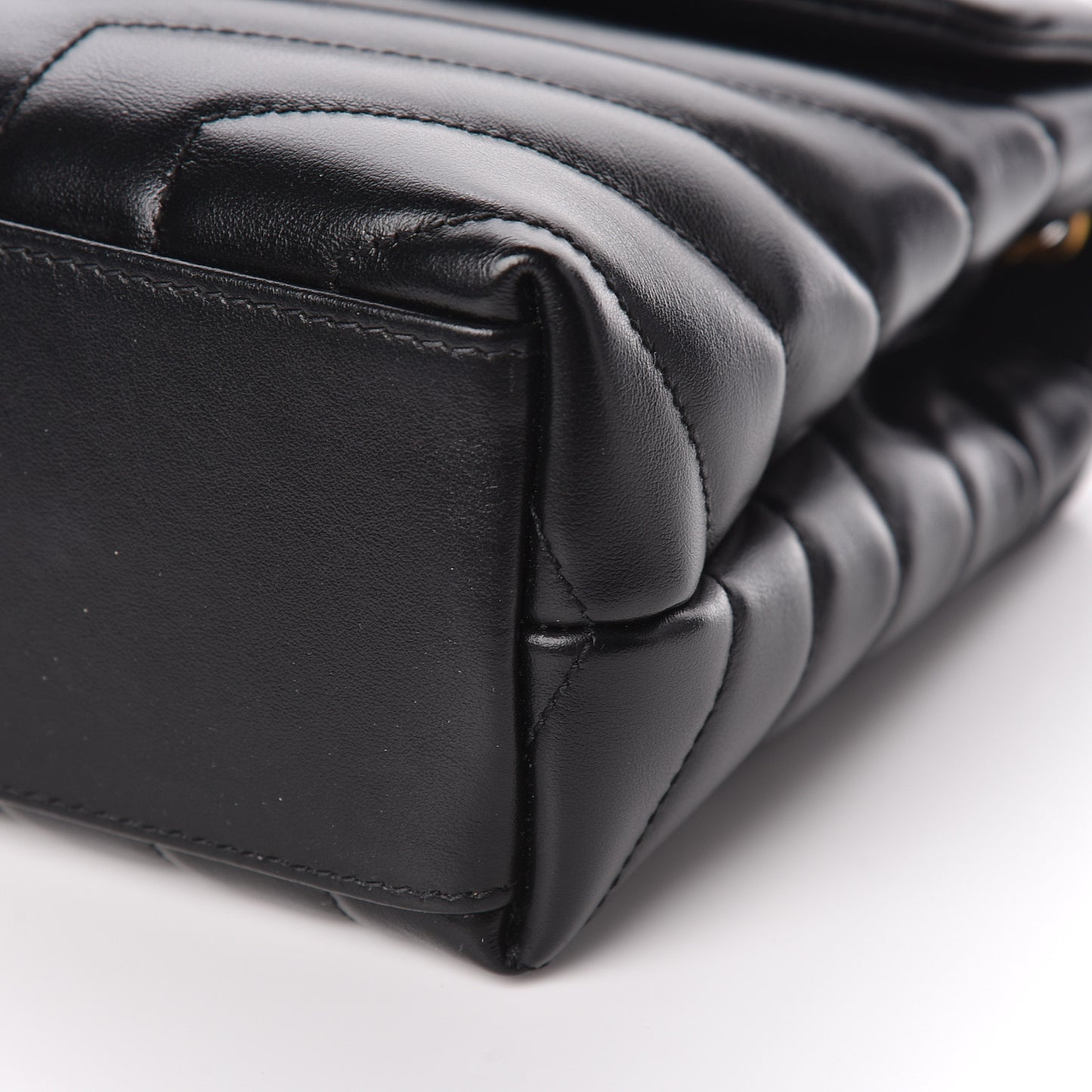 Calfskin Y Quilted Monogram Small Loulou Chain Satchel Black