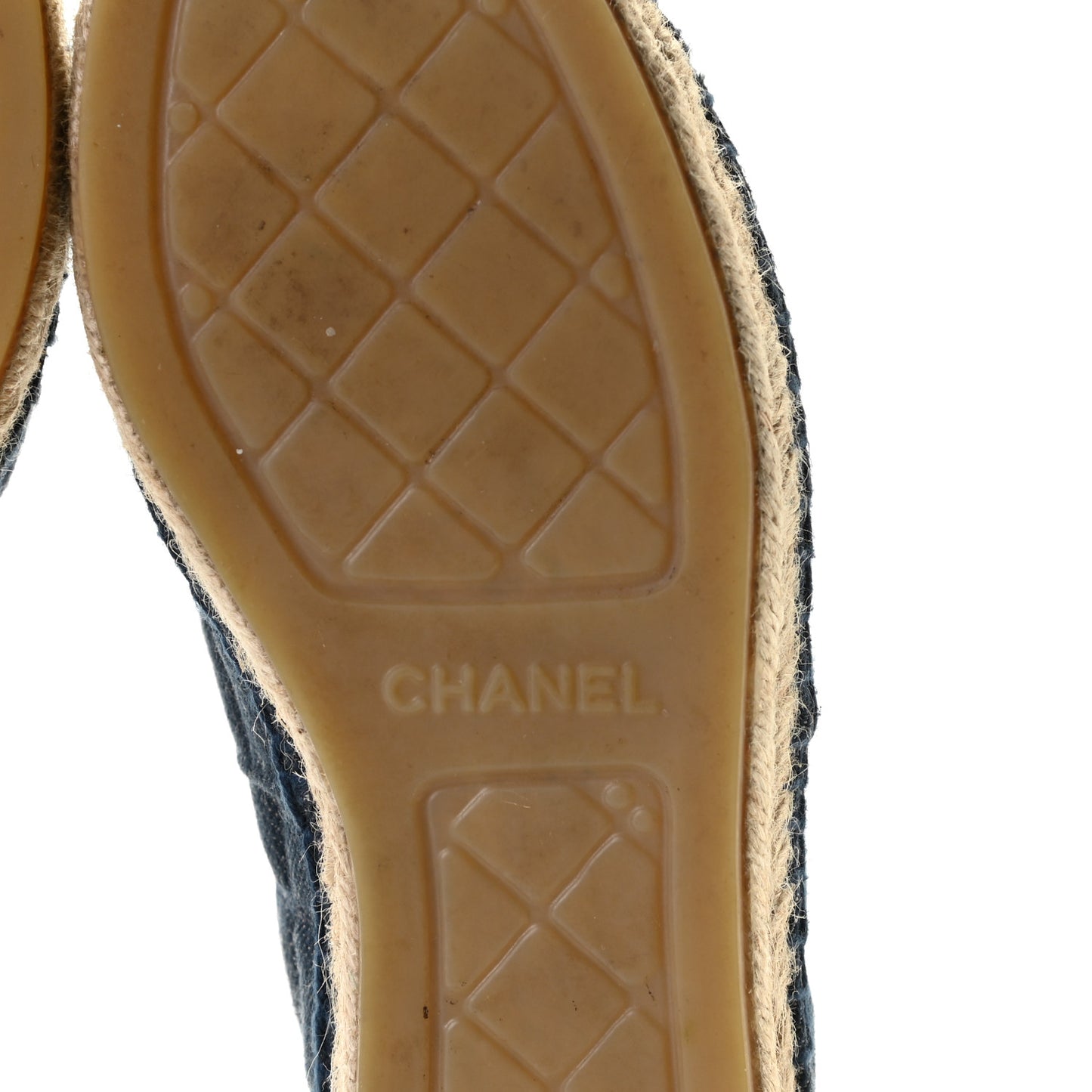 Denim Toile Embossed CC Espadrilles 37 Navy Black