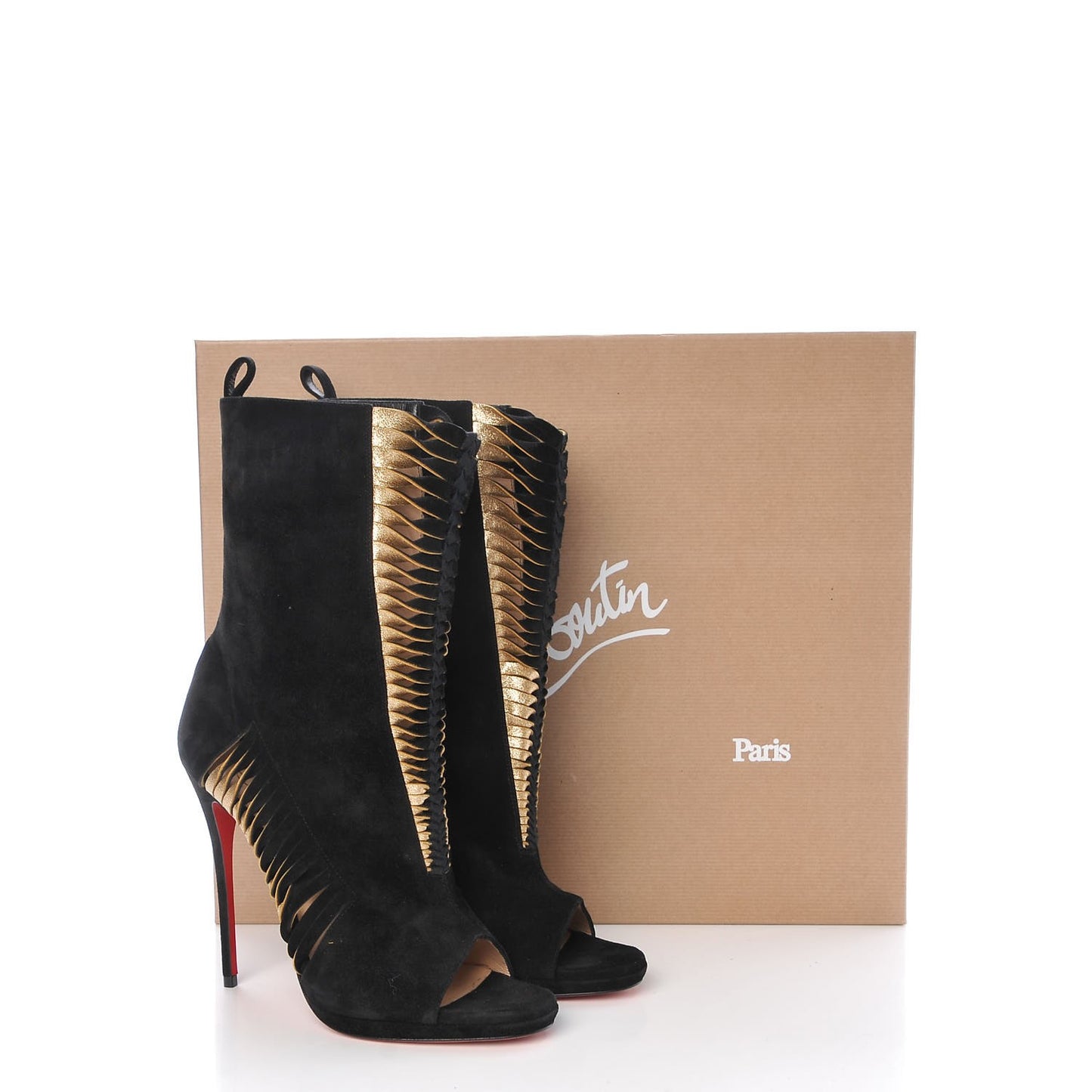 Veau Velours Nappa Miss Circus 120 Peep Toe Boots 38 Black