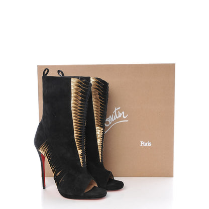 Christian Louboutin Veau Velours Nappa Miss Circus 120 Peep Toe Boots 38 Black 8 of 8