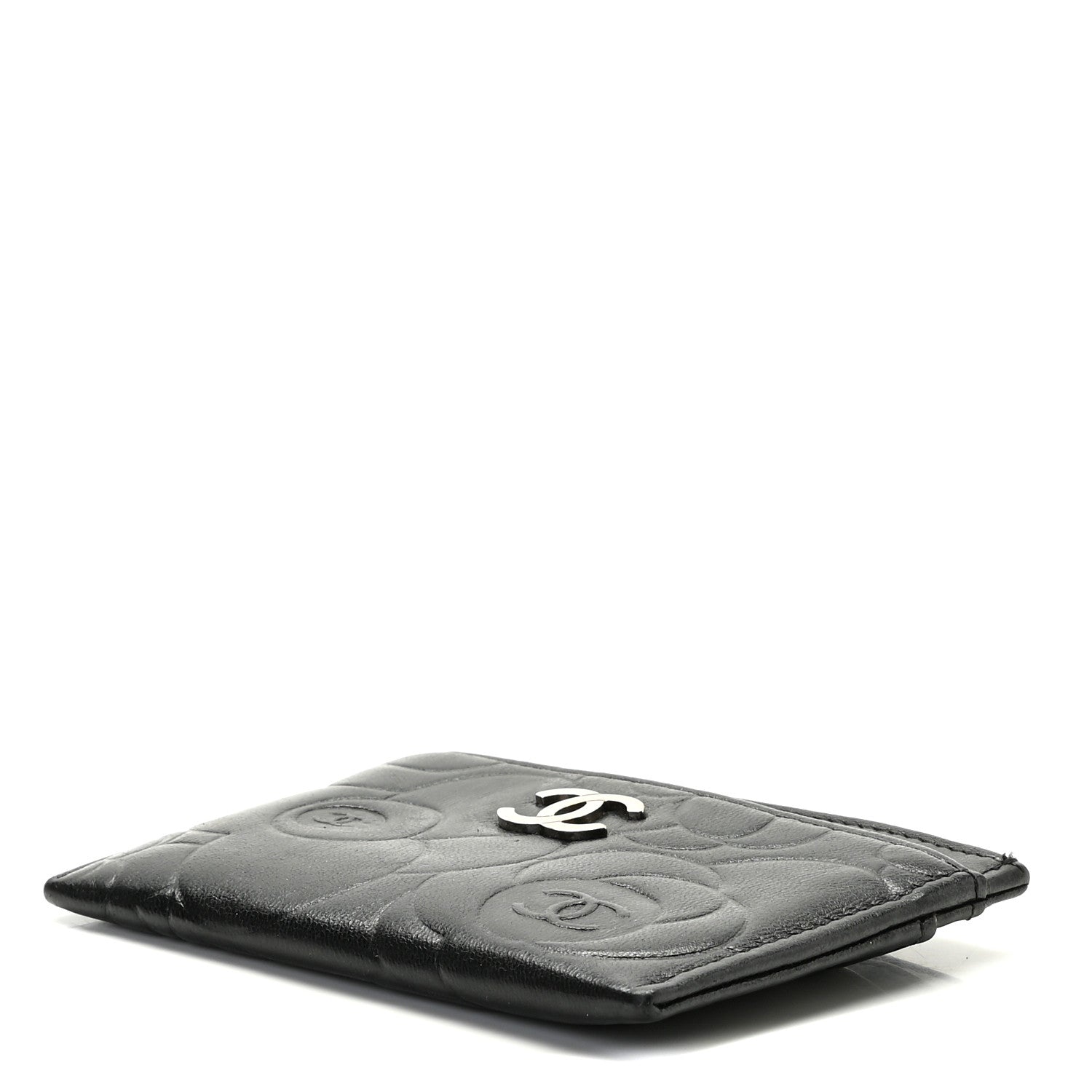 Chanel Lambskin Camellia Stitched Card Holder Black 5 of 8