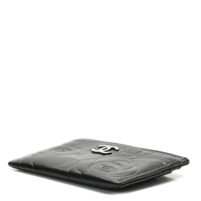 Chanel Lambskin Camellia Stitched Card Holder Black 5 of 8