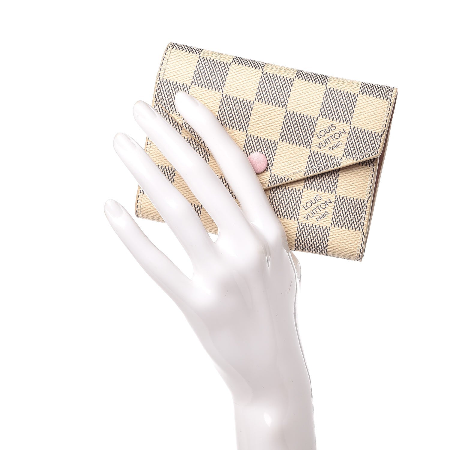 Louis Vuitton Damier Azur Victorine Wallet Rose Ballerine 2 of 7
