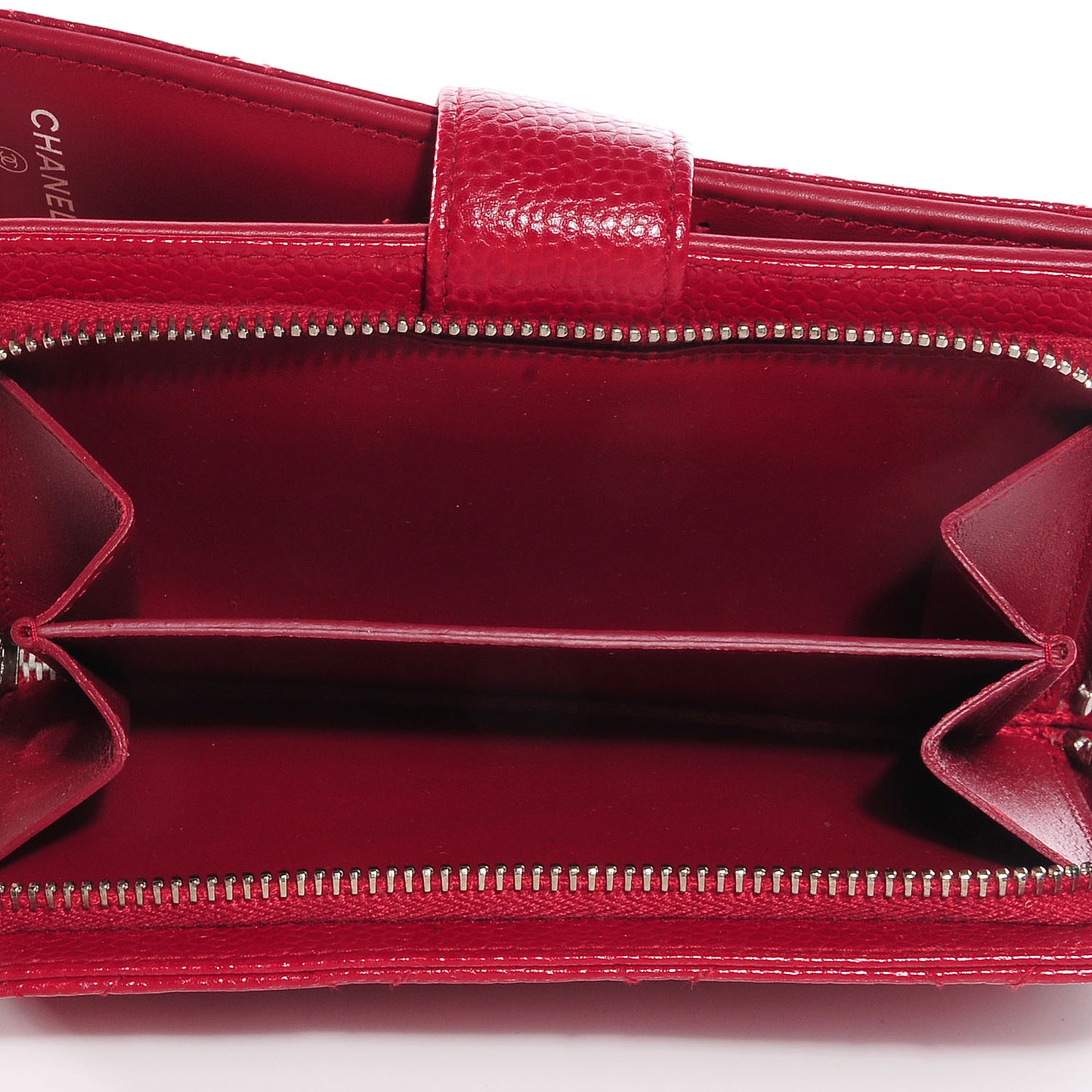 Caviar Quilted Zipped Pocket Wallet Red