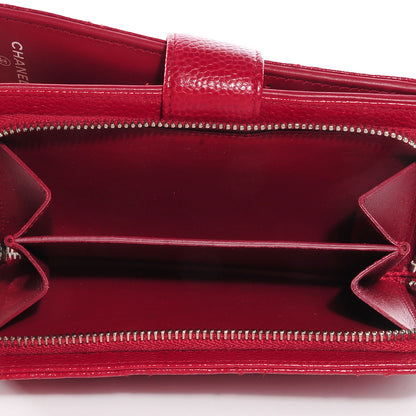 Chanel Caviar Quilted Zipped Pocket Wallet Red 7 of 10