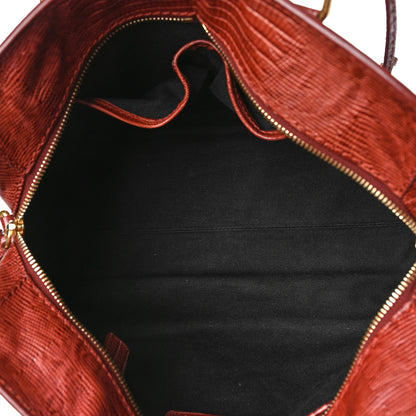 Alexander McQueen Calfskin Lizard Embossed Small Skull Padlock Zip Around Tote Brown 5 of 9