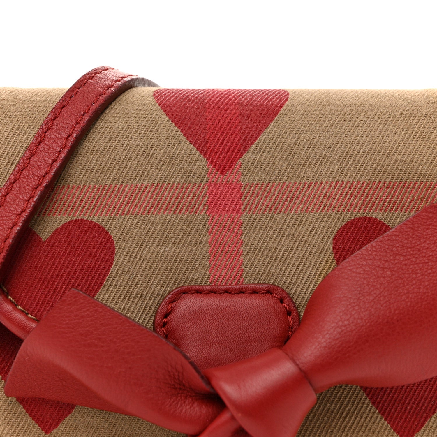 Burberry Calfskin Heart Print House Check Crossbody Beige 8 of 14
