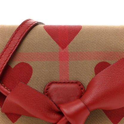 Burberry Calfskin Heart Print House Check Crossbody Beige 8 of 14