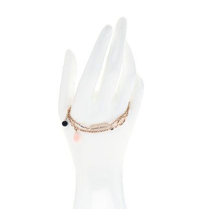 Hermes 18K Rose Gold Diamond Pink Opal Onyx Black Spinel Chaos Bracelet SH 2 of 5