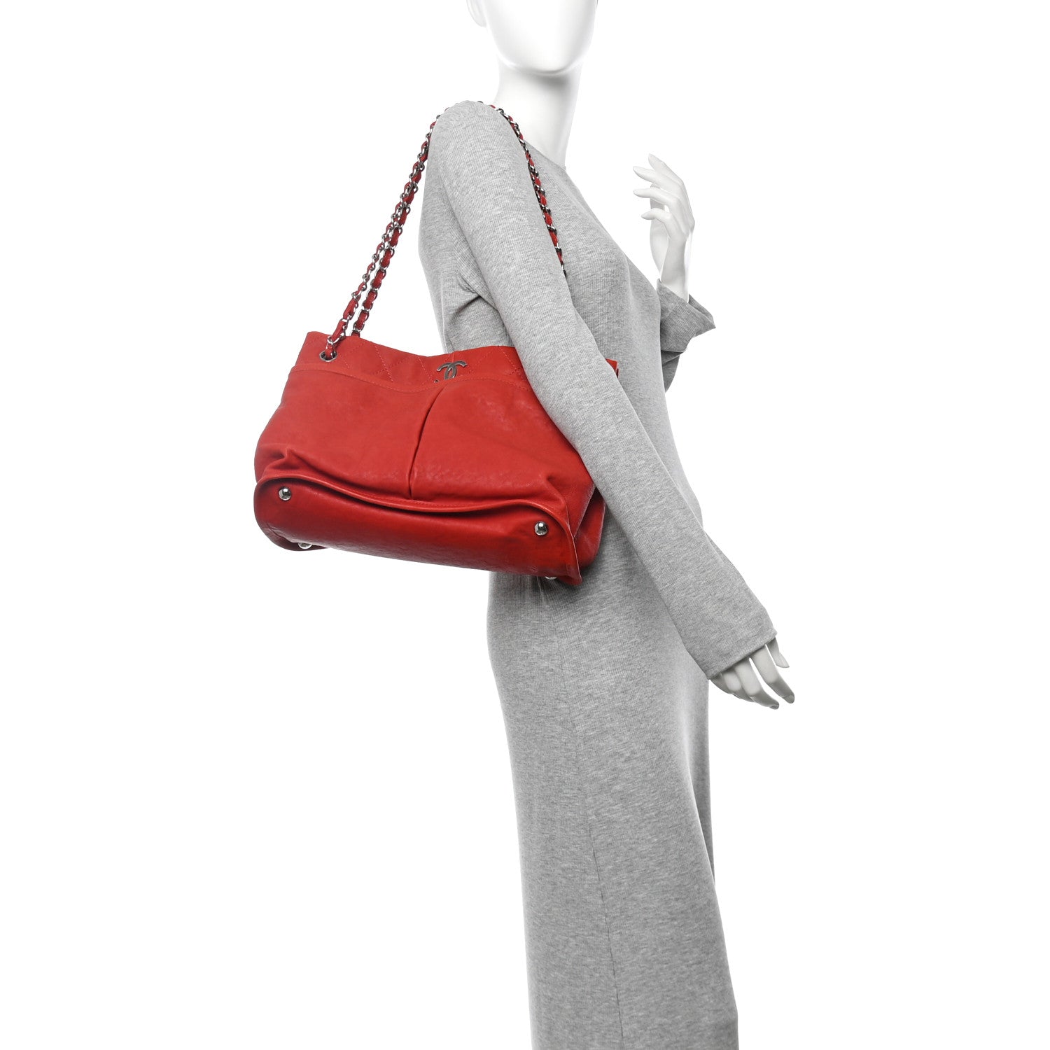 Chanel Ultra Soft Suede Calfskin Natural Beauty Tote Red 2 of 11