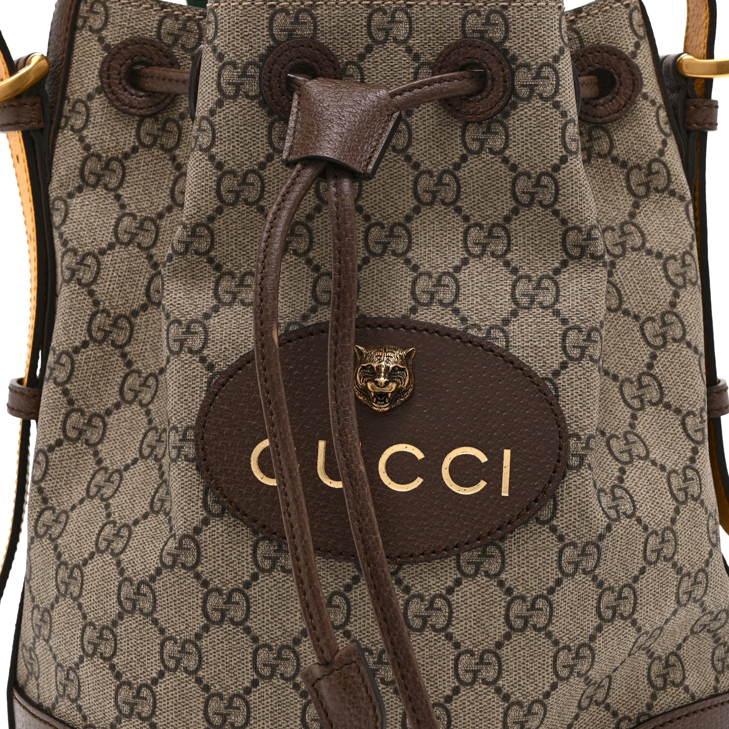 GG Supreme Monogram Neo Vintage Drawstring Bucket Backpack Beige New Acero Crop