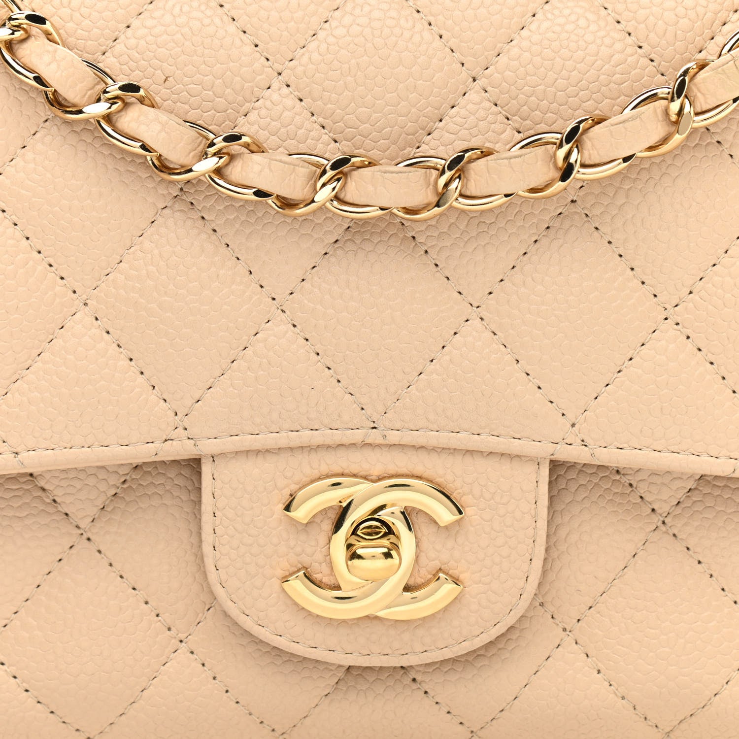 Chanel Caviar Quilted Medium Double Flap Beige 8 of 12
