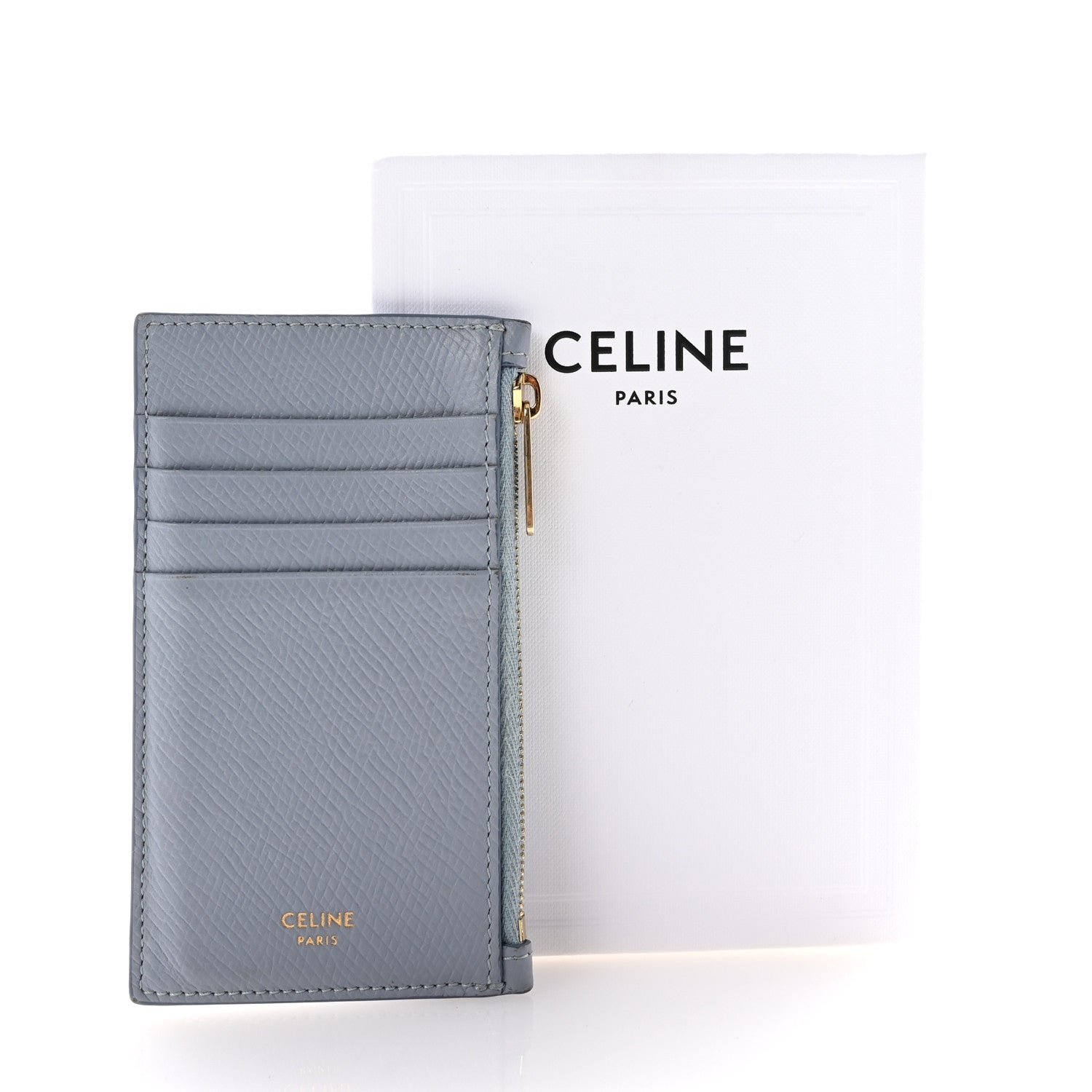 Celine Grained Calfskin Zipped Card Holder Arctic Blue 8 of 8