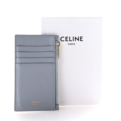 Celine Grained Calfskin Zipped Card Holder Arctic Blue 8 of 8