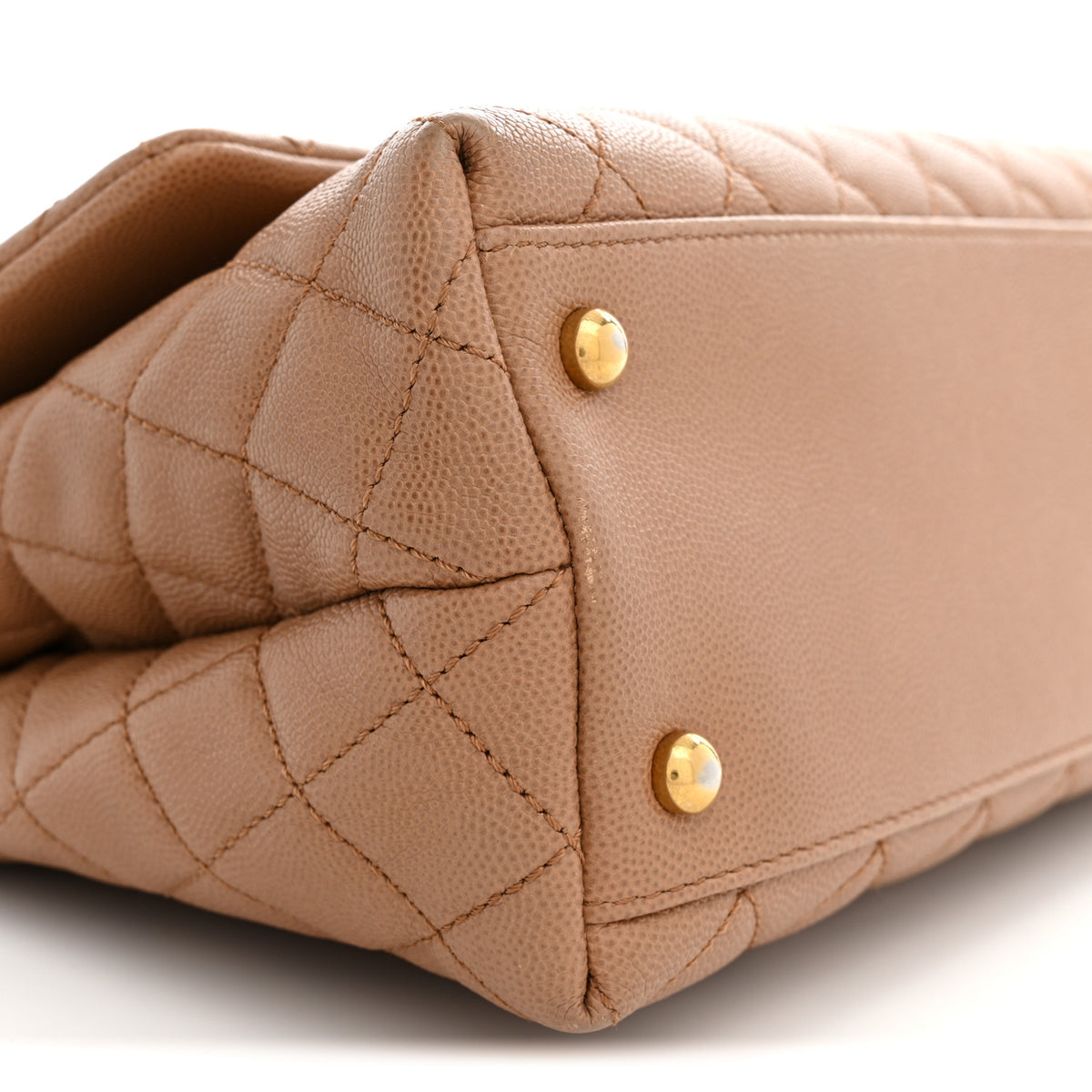 Caviar Lizard Quilted Small Coco Handle Flap Beige