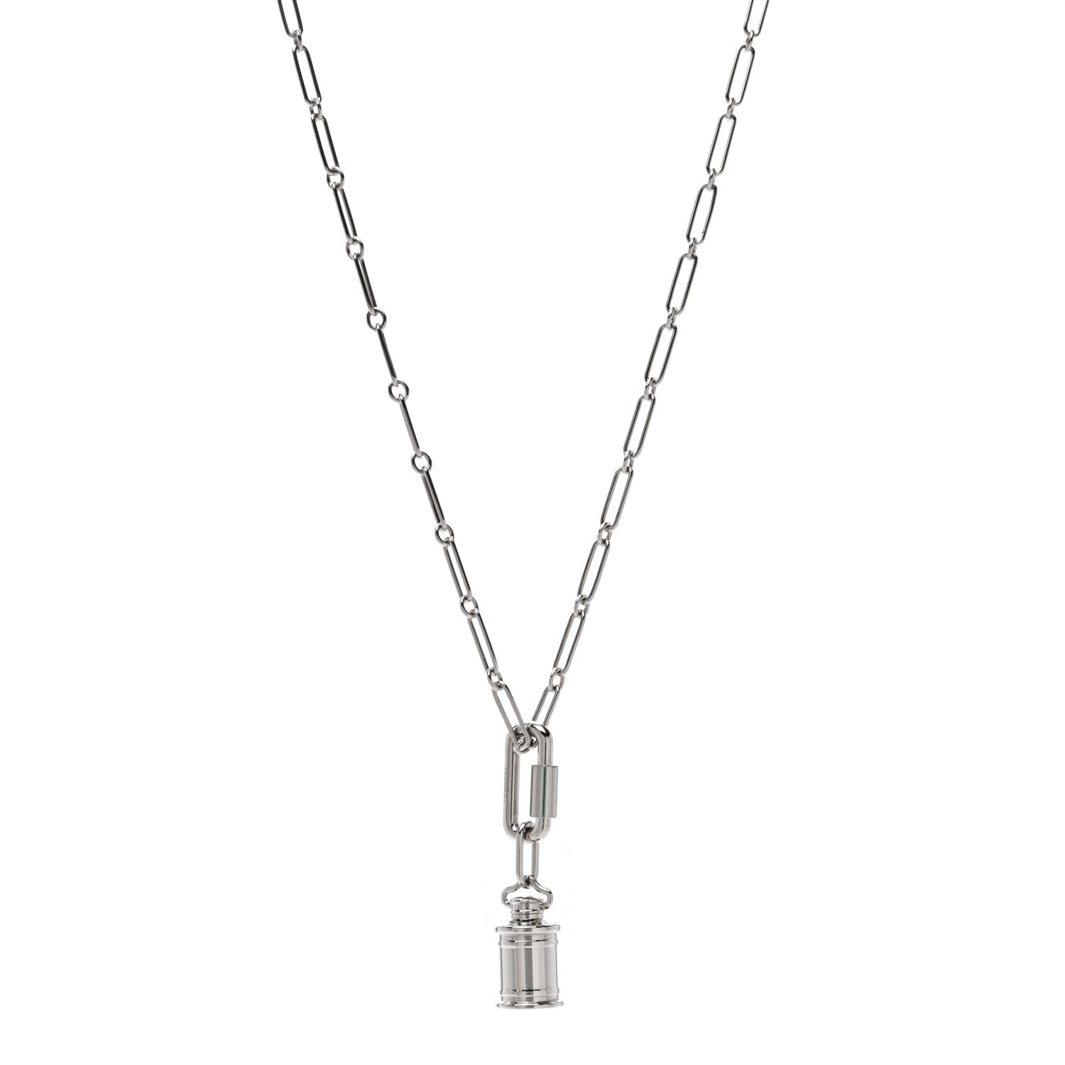 Hermes Palladium Curiosite Lantern Charm Pendant Necklace 1 of 4