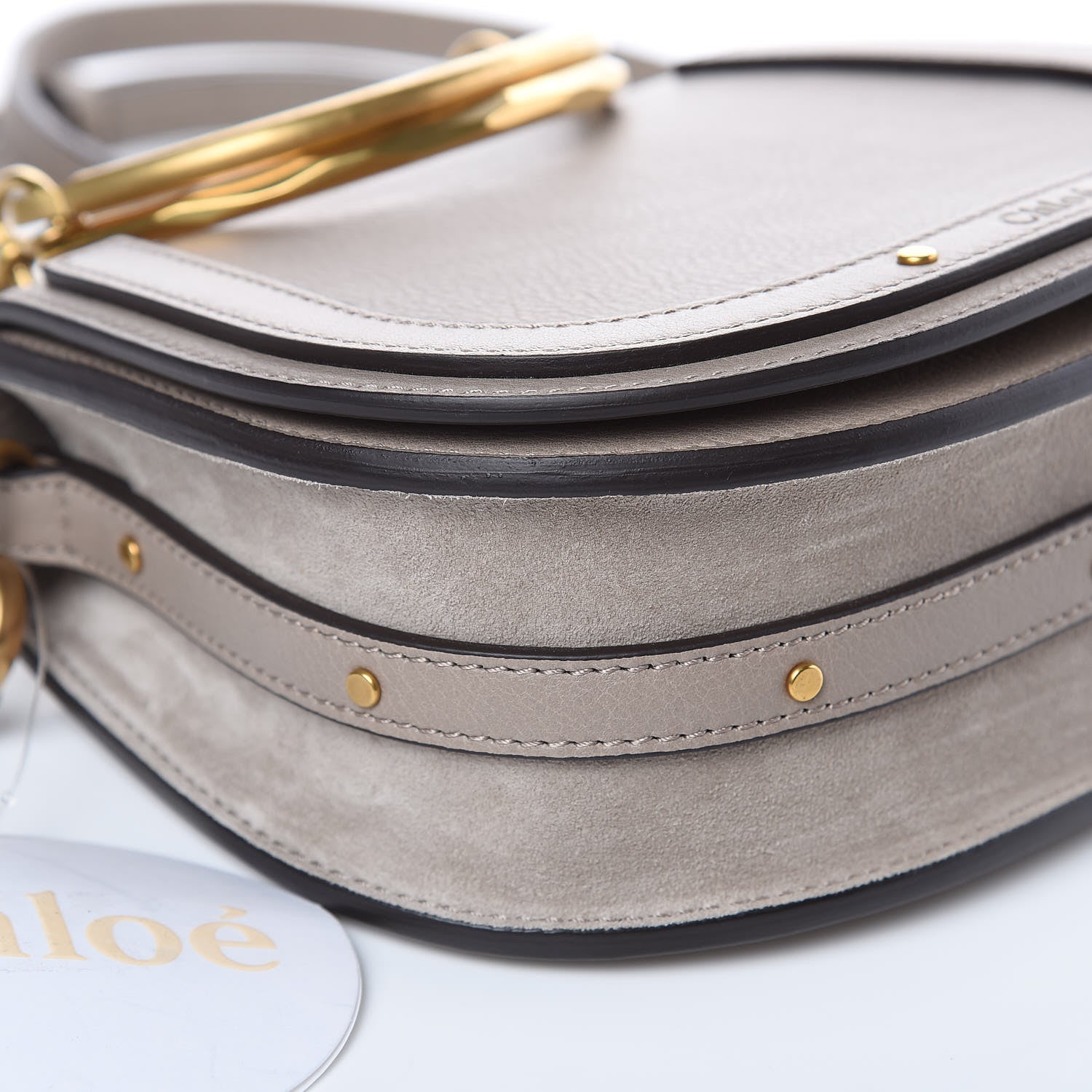 Chloe Calfskin Suede Small Nile Bracelet Bag Motty Grey 9 of 11