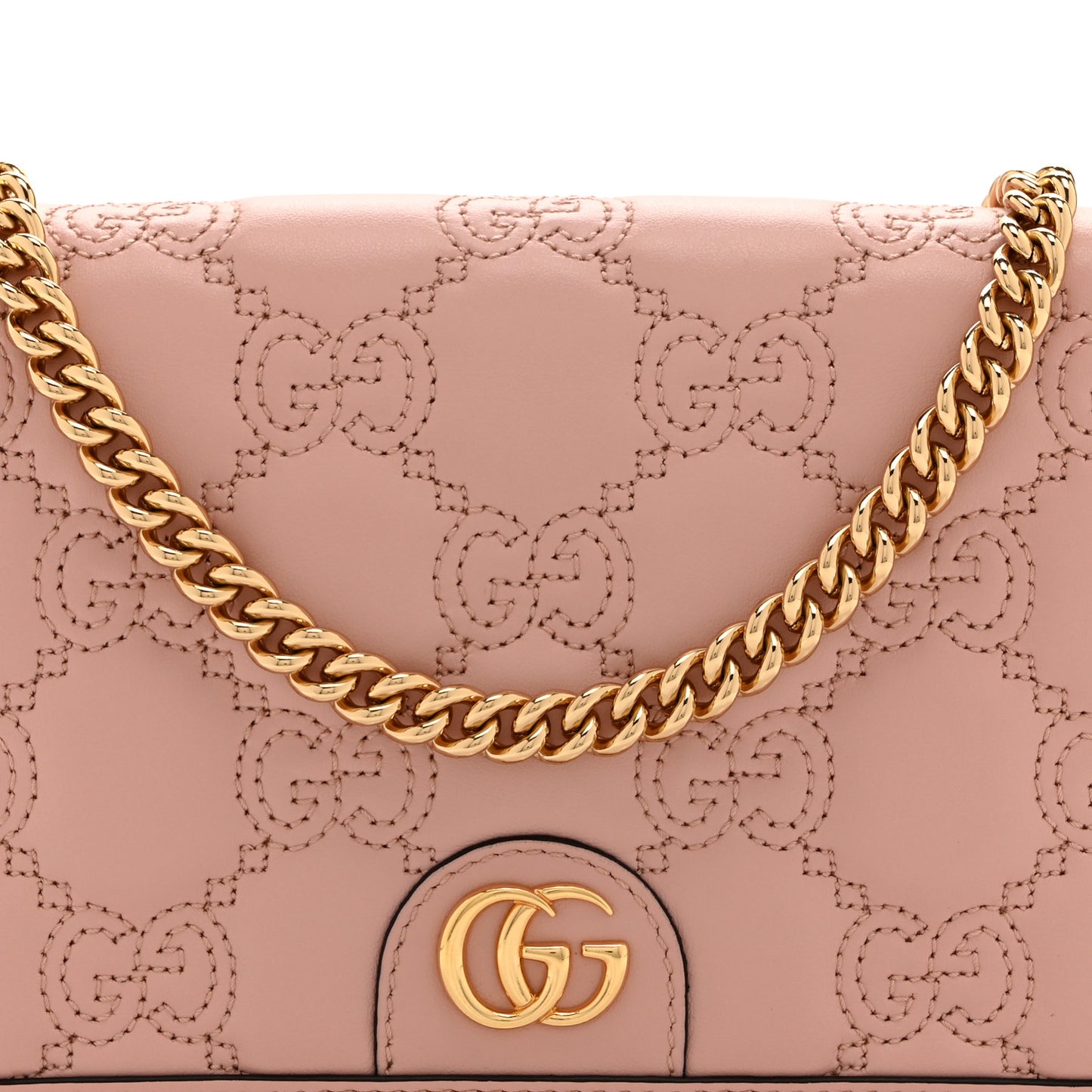 Calfskin GG Matelasse Chain Wallet Rhodamine Light Pink