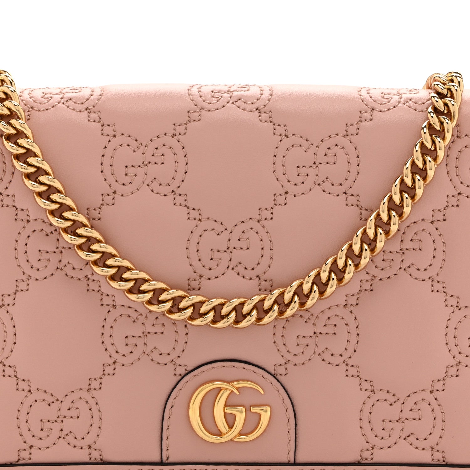 Gucci Calfskin GG Matelasse Chain Wallet Rhodamine Light Pink 8 of 11