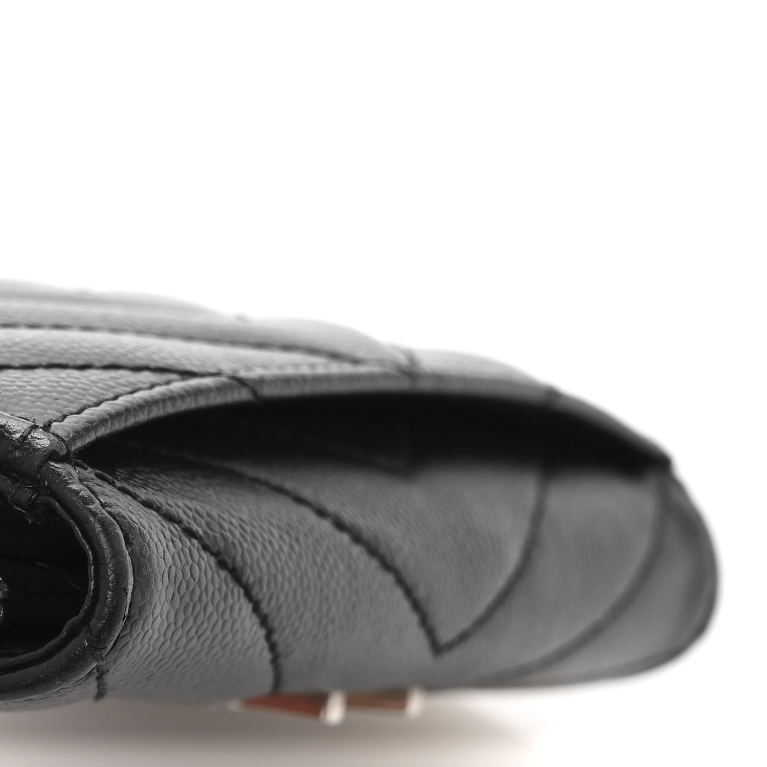 Saint Laurent Grain De Poudre Matelasse Chevron Small Monogram Envelope Wallet Black 9 of 9