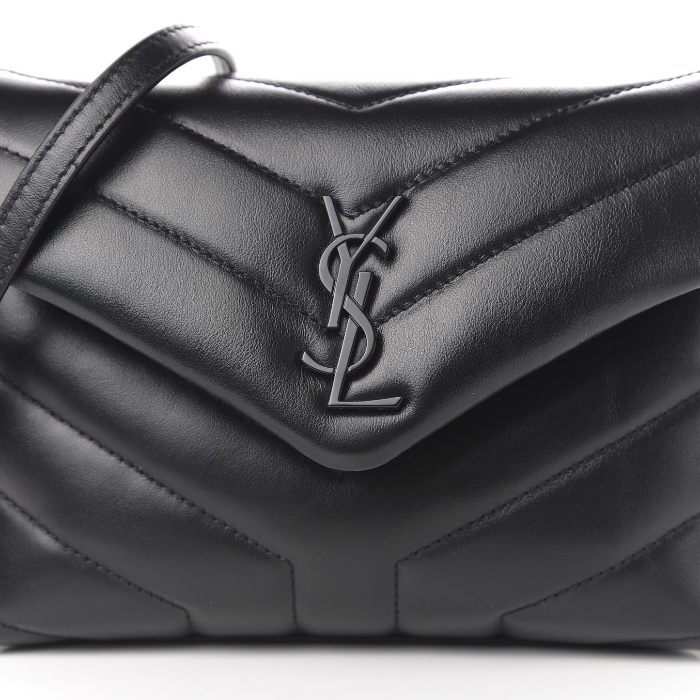 Calfskin Y Quilted Monogram Toy Loulou Crossbody Bag Black
